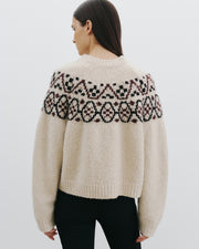 CHRISSY CASHMERE SWEATER IN BEIGE MELANGE FAIR ISLE