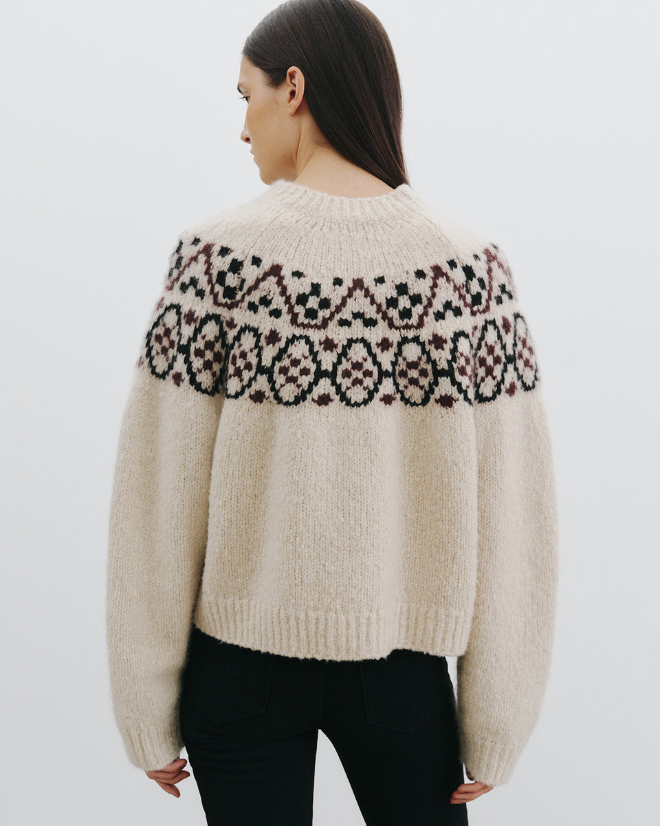 CHRISSY CASHMERE SWEATER IN BEIGE MELANGE FAIR ISLE