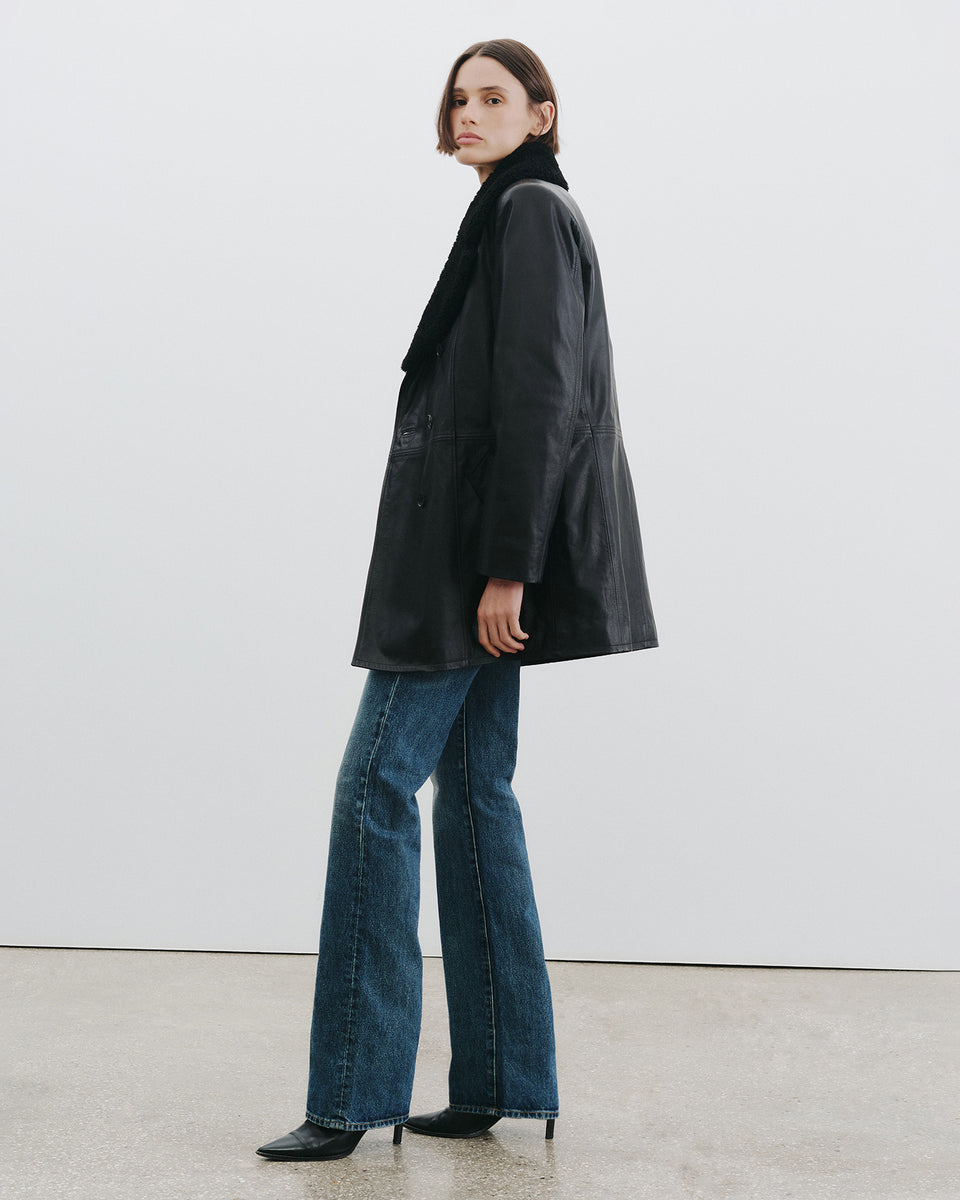 SANURA LEATHER COAT IN BLACK