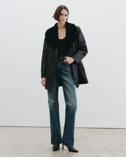 SANURA LEATHER COAT IN BLACK