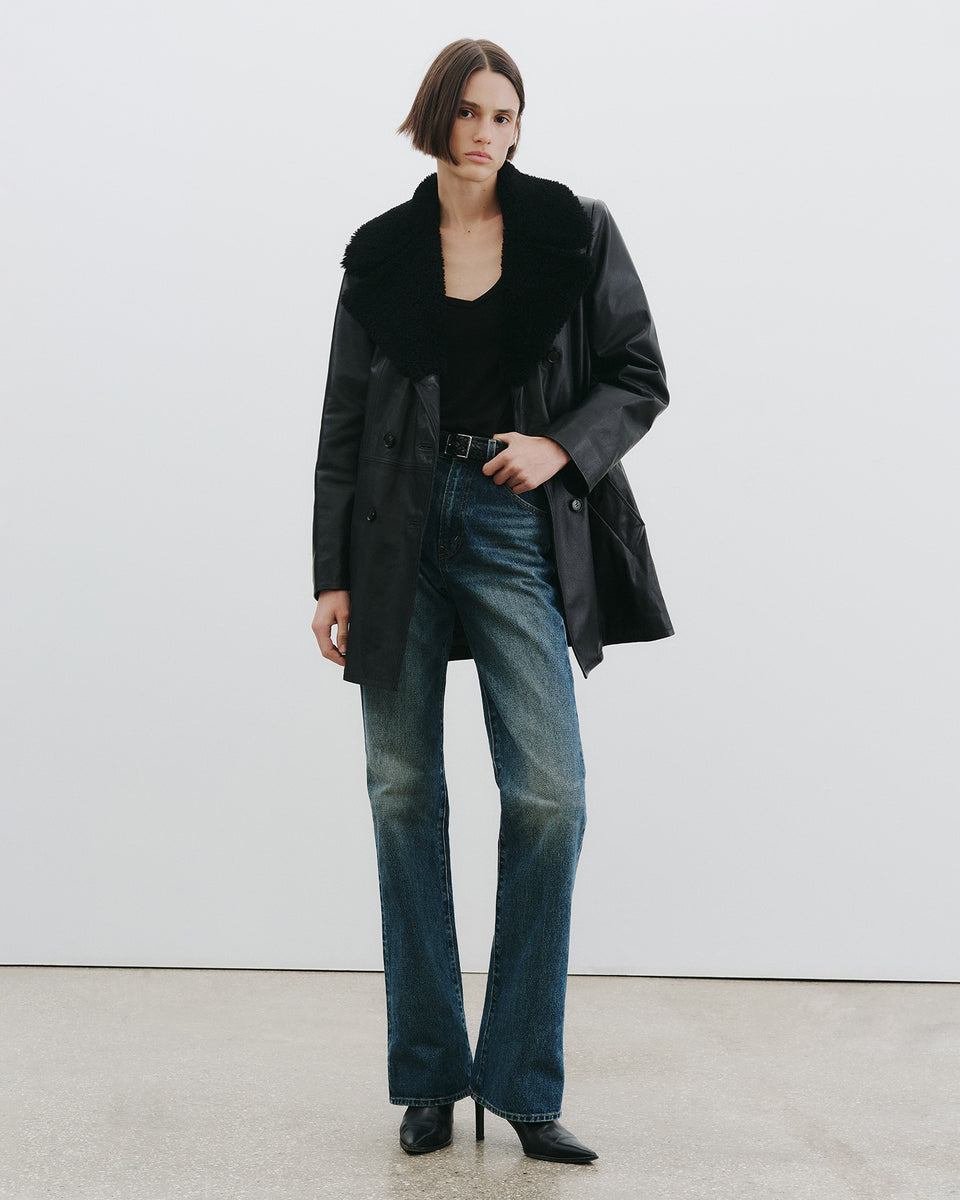 SANURA LEATHER COAT IN BLACK