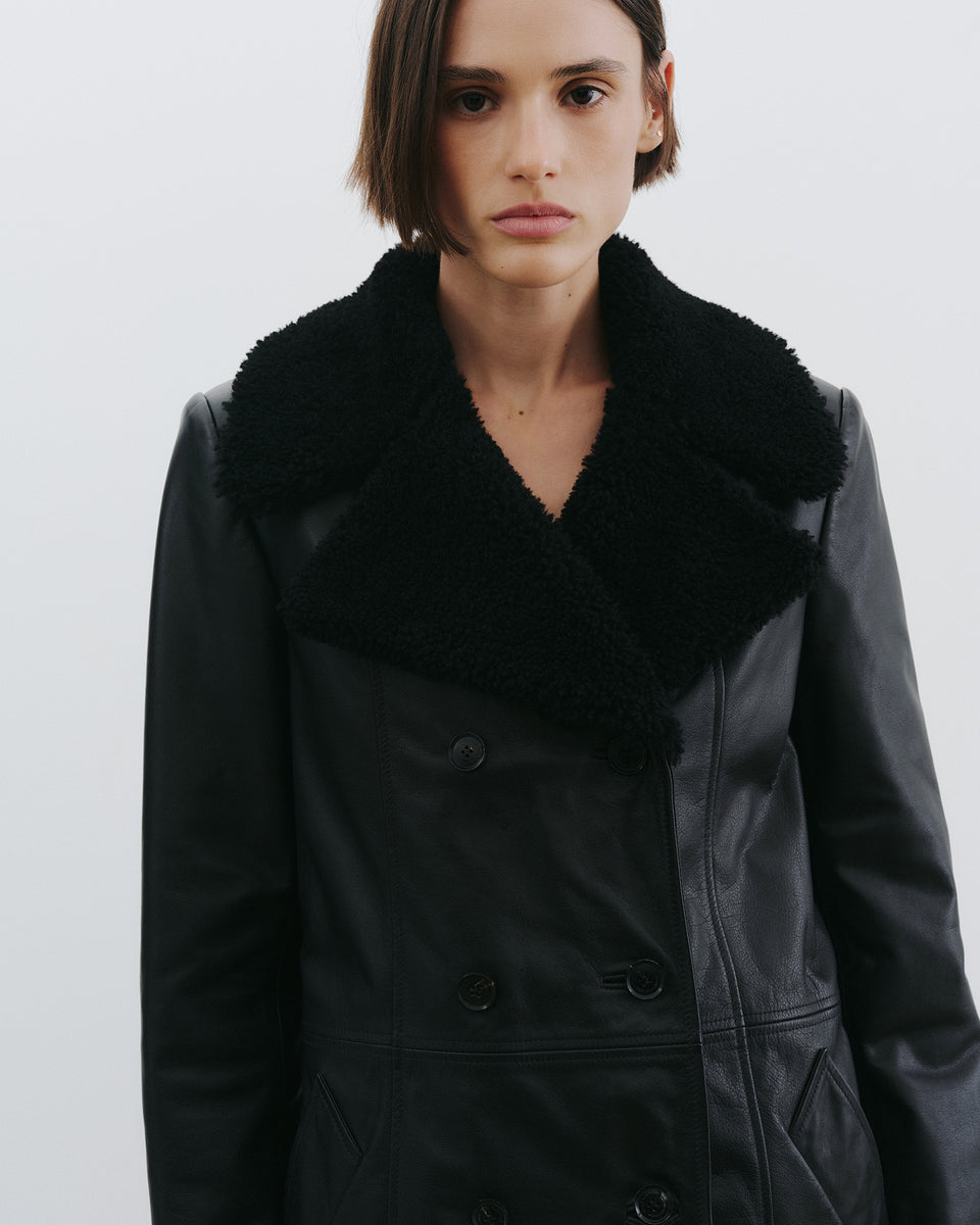 SANURA LEATHER COAT IN BLACK