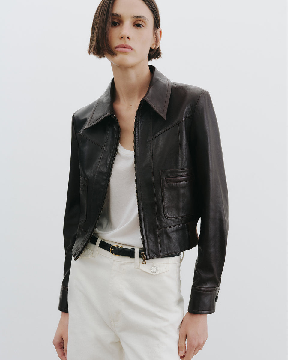 CHARLY LEATHER JACKET IN ESPRESSO