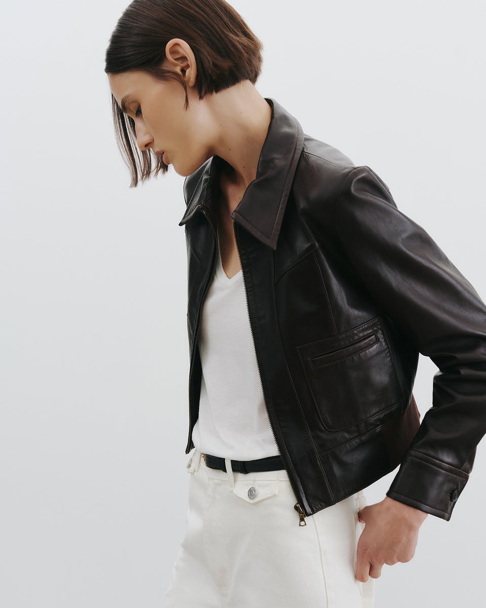 CHARLY LEATHER JACKET IN ESPRESSO