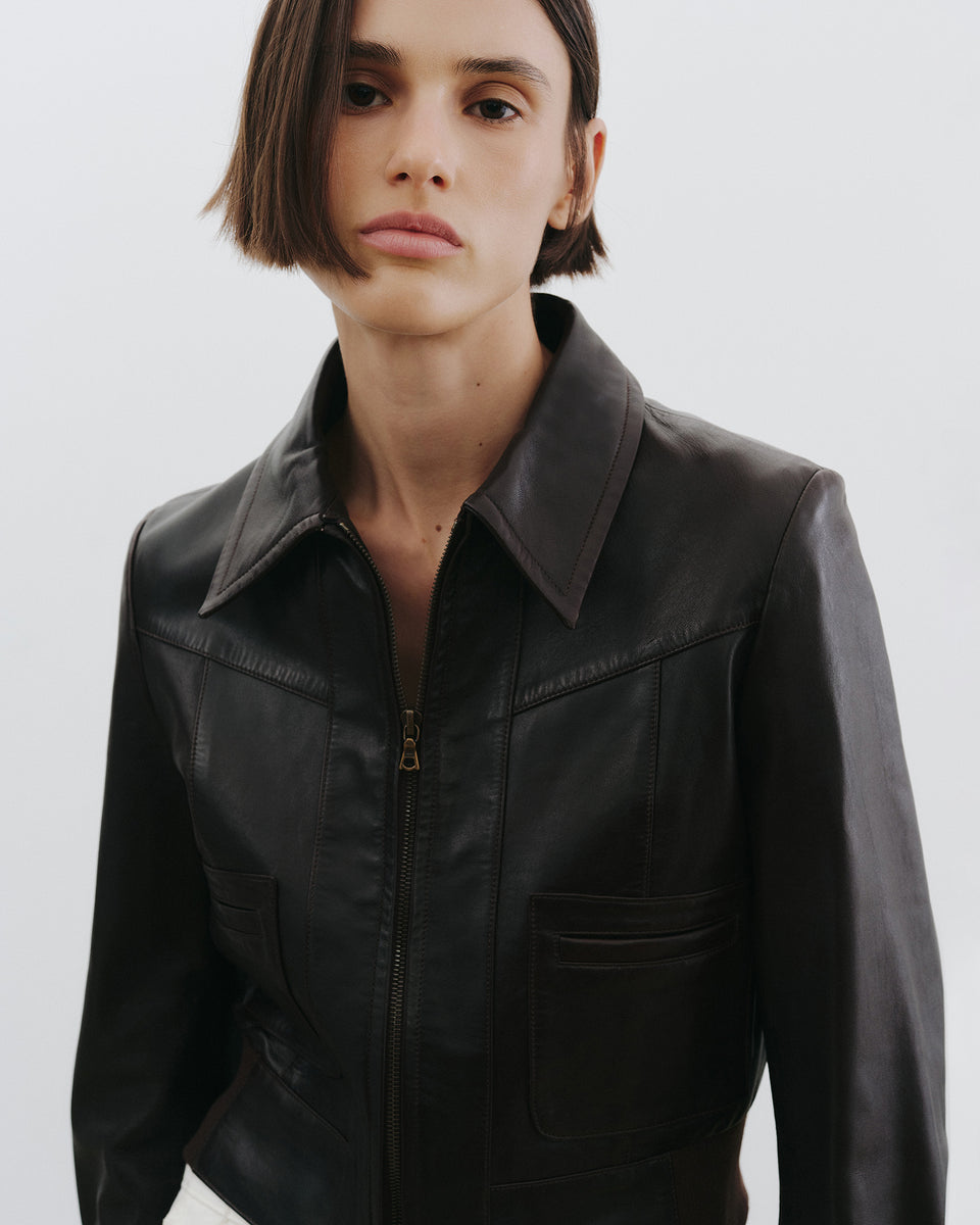 CHARLY LEATHER JACKET IN ESPRESSO