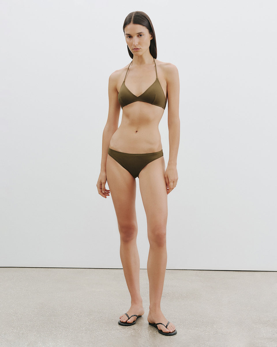TRIANGLE BIKINI TOP IN OLIVE GREEN