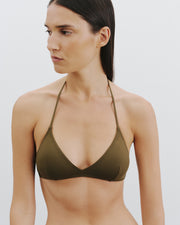 TRIANGLE BIKINI TOP IN OLIVE GREEN