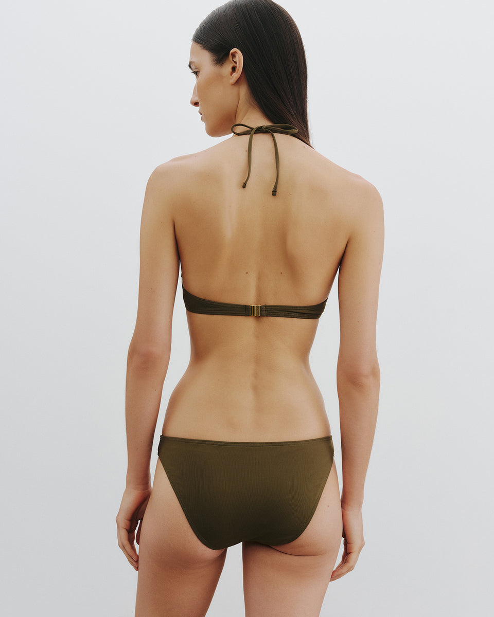 TRIANGLE BIKINI TOP IN OLIVE GREEN