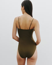 ONE PIECE BATHING SUIT IN OLIVE GREEN