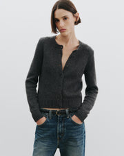 SASKIA CASHMERE CARDIGAN IN CHARCOAL