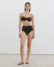 HIGH WAISTED BIKINI BOTTOM IN ESPRESSO