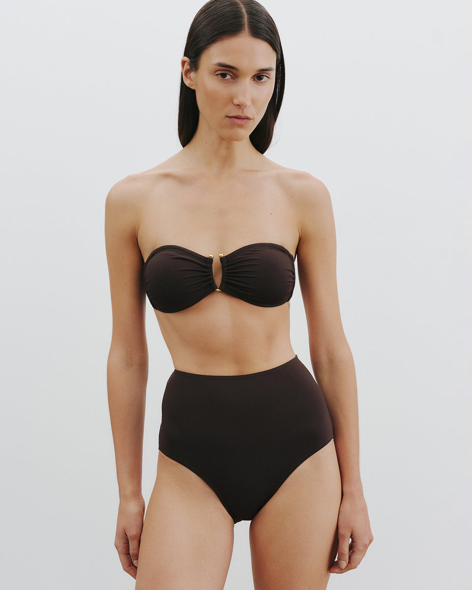 HIGH WAISTED BIKINI BOTTOM IN ESPRESSO