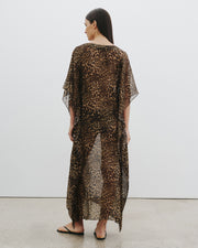 ERICA SILK CAFTAN IN VINTAGE LEOPARD PRINT