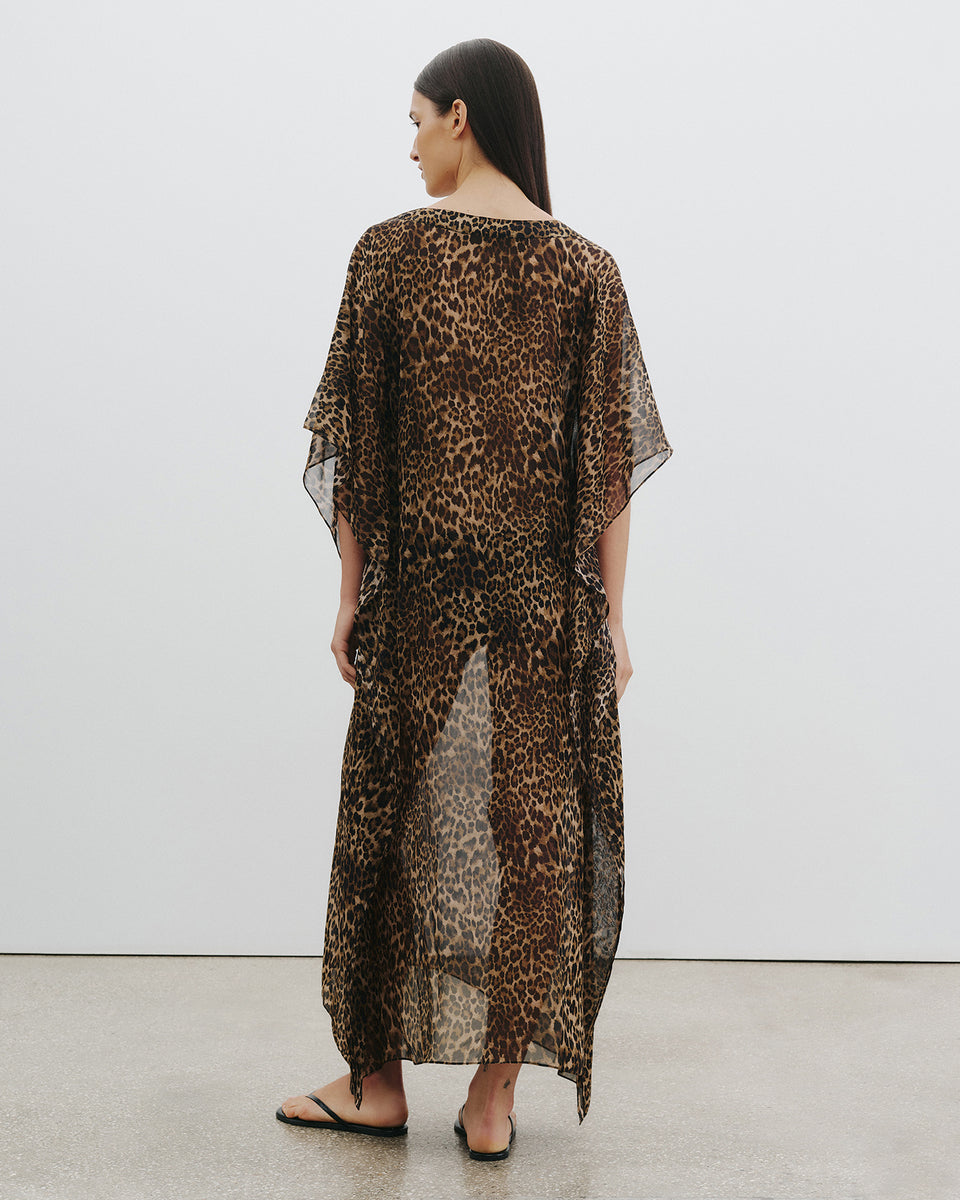 ERICA SILK CAFTAN IN VINTAGE LEOPARD PRINT