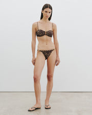 BIKINI BOTTOM WT HARDWARE IN VINTAGE LEOPARD PRINT