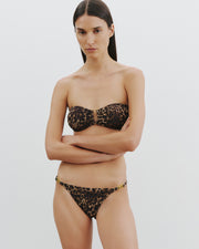 BIKINI BOTTOM WT HARDWARE IN VINTAGE LEOPARD PRINT