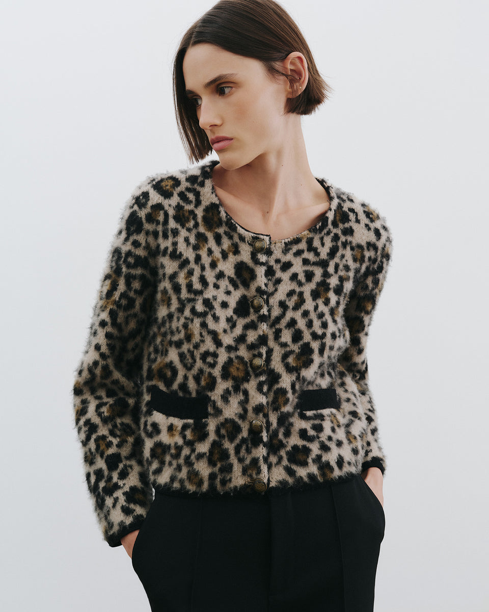 BEYTON CARDIGAN IN JUTE LEOPARD