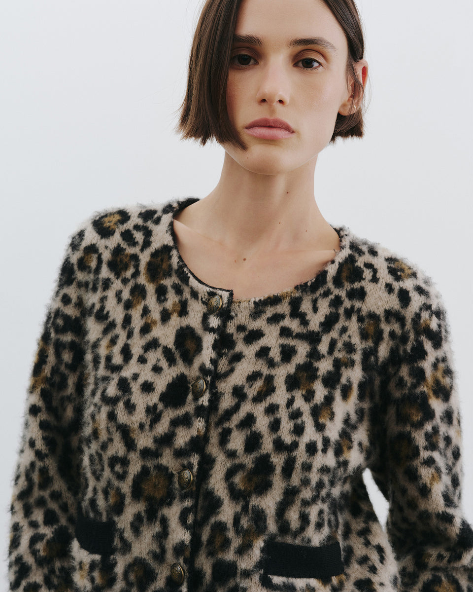 BEYTON CARDIGAN IN JUTE LEOPARD