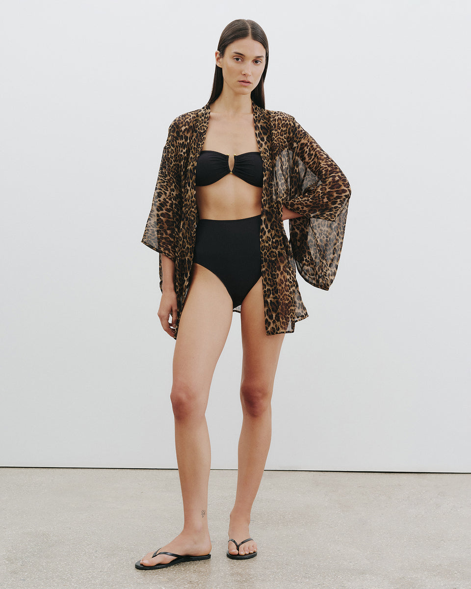 KIMA SILK KIMONO IN VINTAGE LEOPARD PRINT