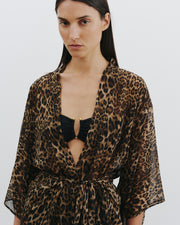 KIMA SILK KIMONO IN VINTAGE LEOPARD PRINT