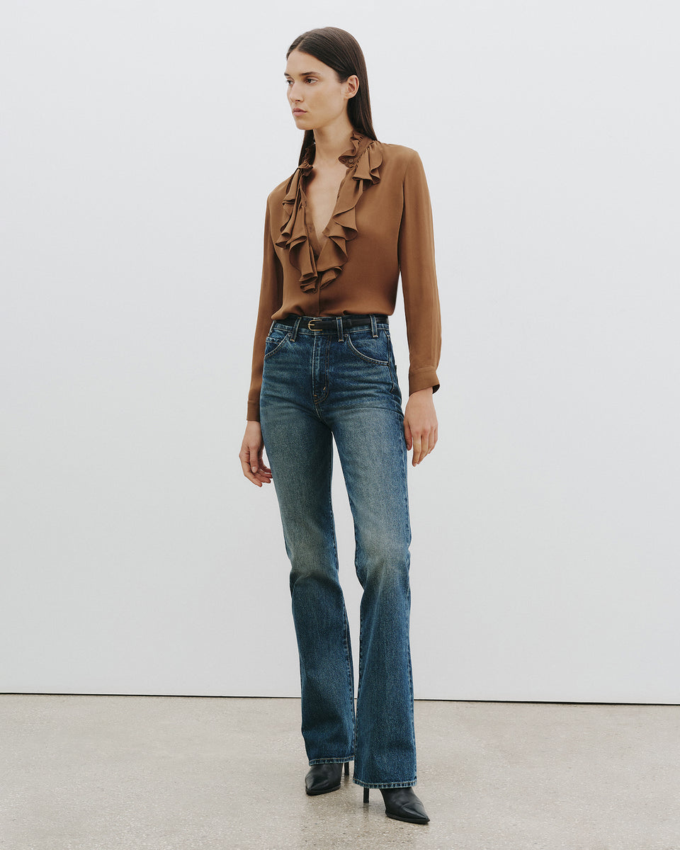 LILY SILK BLOUSE IN COGNAC