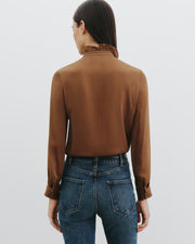 LILY SILK BLOUSE IN COGNAC