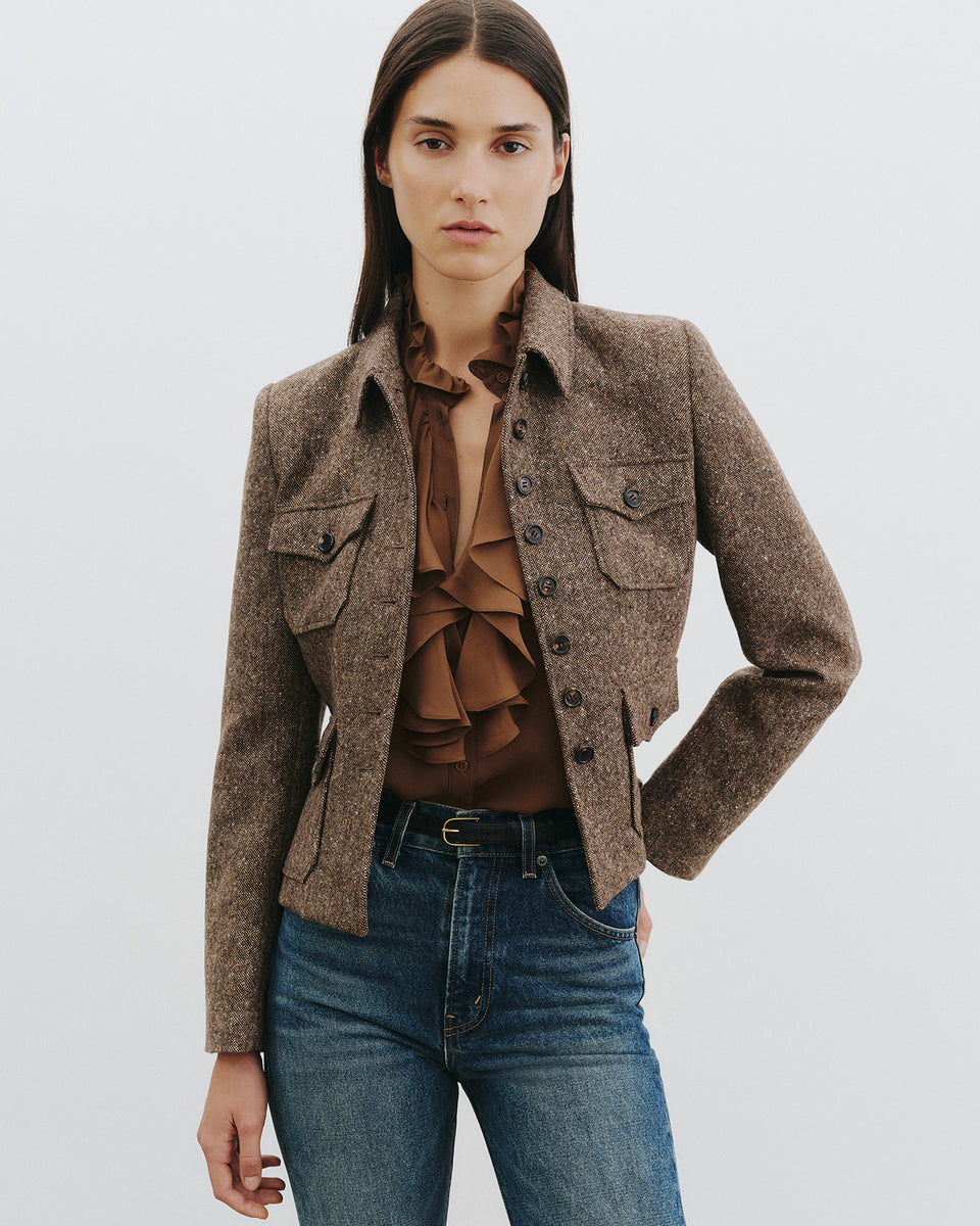 LILY SILK BLOUSE IN COGNAC