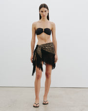 SHAWL SILK FRINGED SCARF IN VINTAGE LEOPARD PRINT