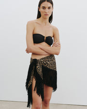 SHAWL SILK FRINGED SCARF IN VINTAGE LEOPARD PRINT