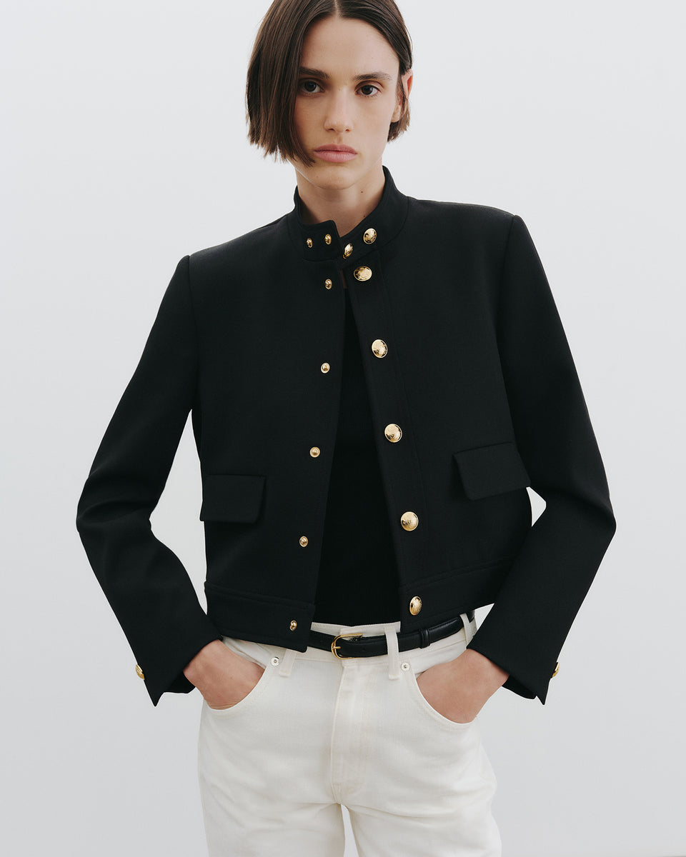 HADLEY CROPPED WOOL JACKET IN BLACK