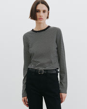 SIMONE TEE IN BLACK/IVORY STRIPE