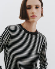 SIMONE TEE IN BLACK/IVORY STRIPE