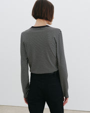 SIMONE TEE IN BLACK/IVORY STRIPE
