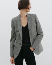ANABEL TAILORED WOOL BLAZER IN BLACK PLAID