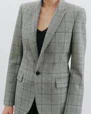 ANABEL TAILORED WOOL BLAZER IN BLACK PLAID