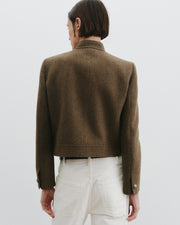 HADLEY CROPPED WOOL JACKET IN MOSS GREEN