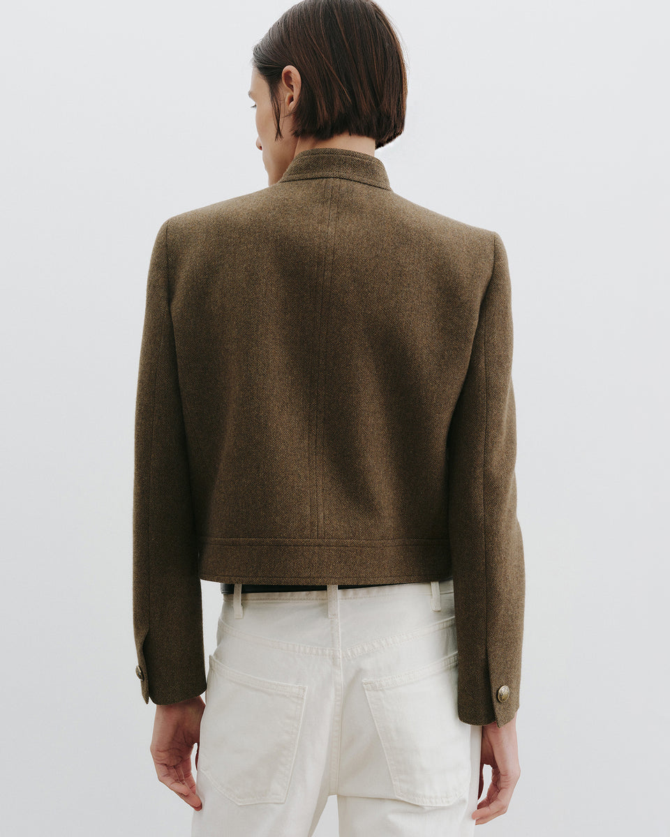 HADLEY CROPPED WOOL JACKET IN MOSS GREEN