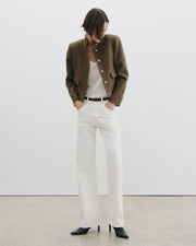 HADLEY CROPPED WOOL JACKET IN MOSS GREEN