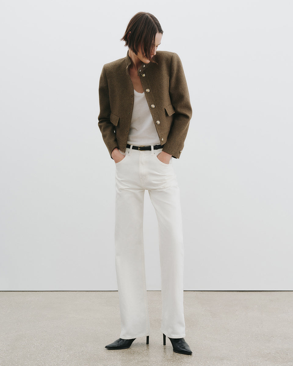 HADLEY CROPPED WOOL JACKET IN MOSS GREEN