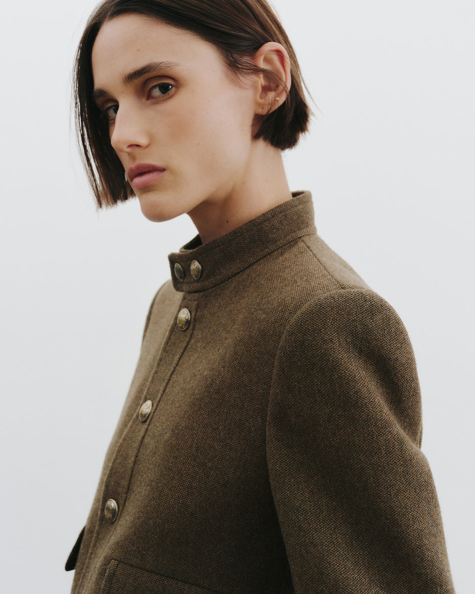 HADLEY CROPPED WOOL JACKET IN MOSS GREEN
