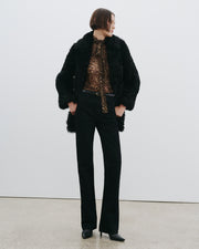 ALLA SILK HALTERNECK TOP IN LUREX LEOPARD