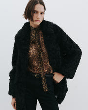 ALLA SILK HALTERNECK TOP IN LUREX LEOPARD