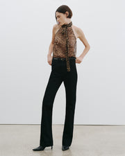 ALLA SILK HALTERNECK TOP IN LUREX LEOPARD