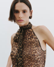 ALLA SILK HALTERNECK TOP IN LUREX LEOPARD