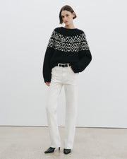 CHRISSY CASHMERE SWEATER IN BLACK FAIRISLE