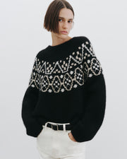 CHRISSY CASHMERE SWEATER IN BLACK FAIRISLE