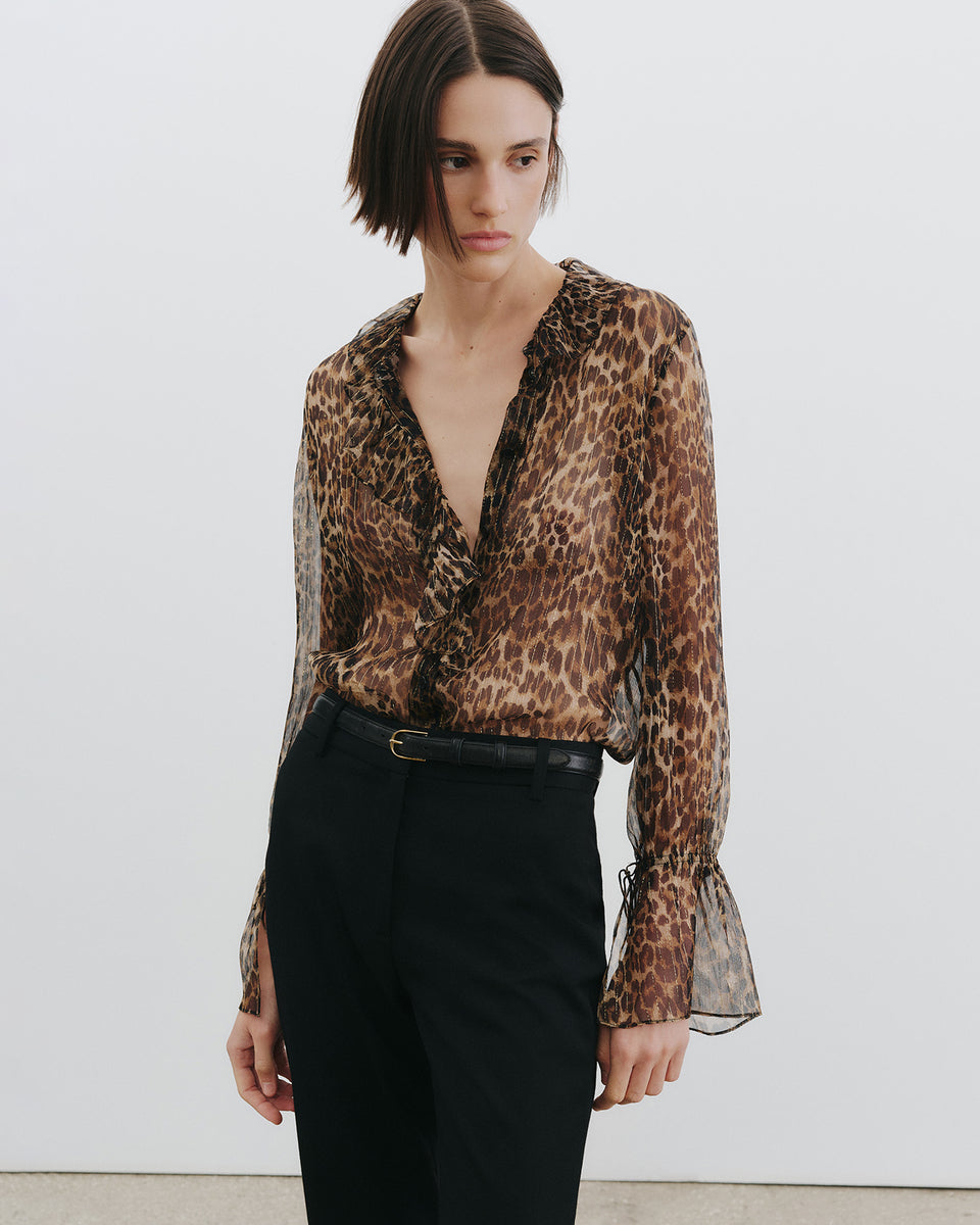 CECILY SILK SHIRT IN LUREX LEOPARD