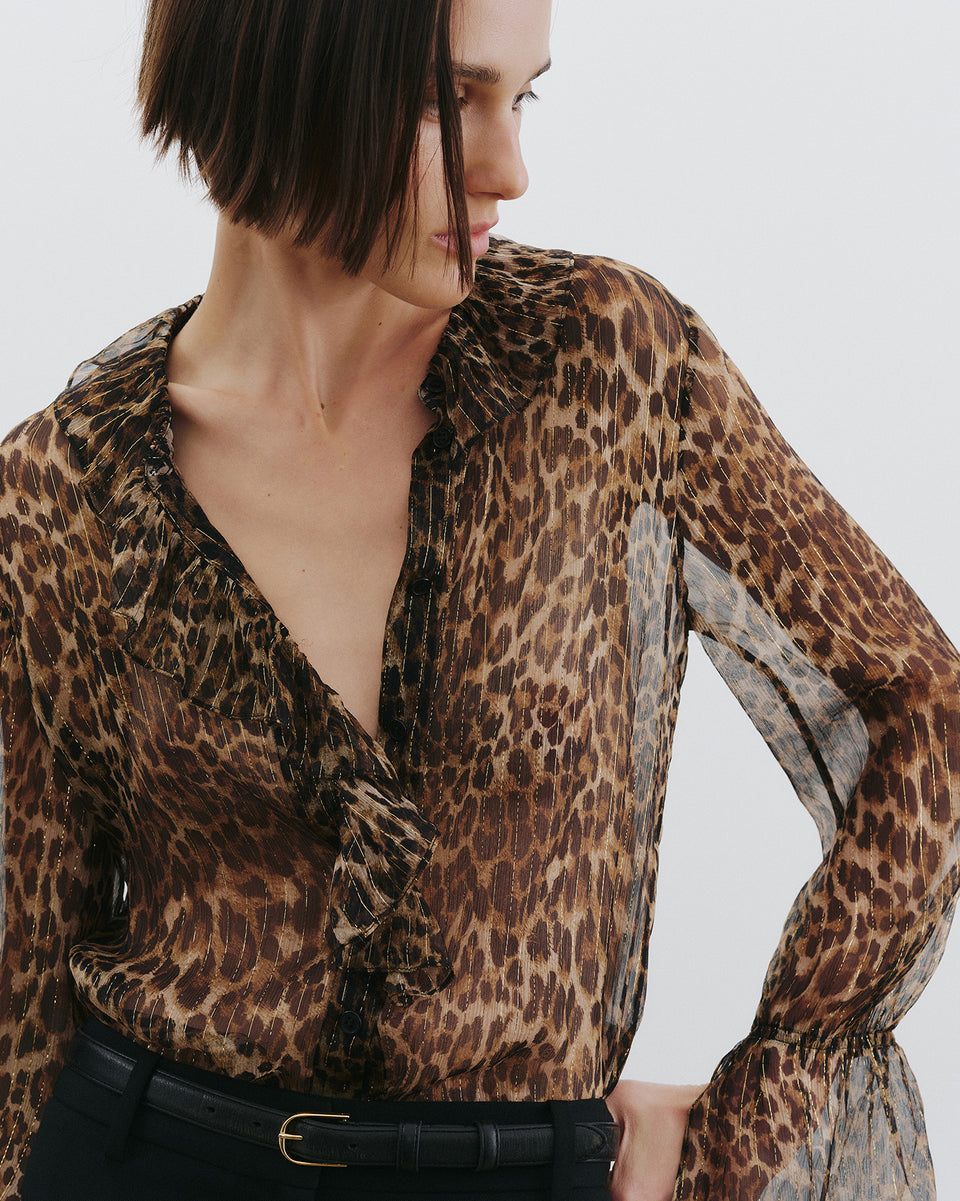 CECILY SILK SHIRT IN LUREX LEOPARD