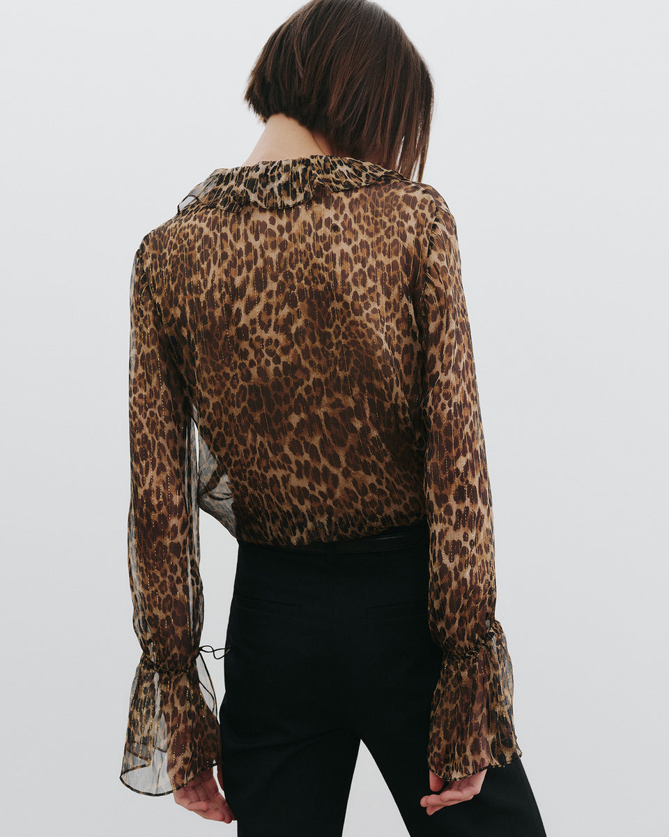 CECILY SILK SHIRT IN LUREX LEOPARD