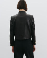 HADLEY LEATHER CROPPED JACKET IN BLACK